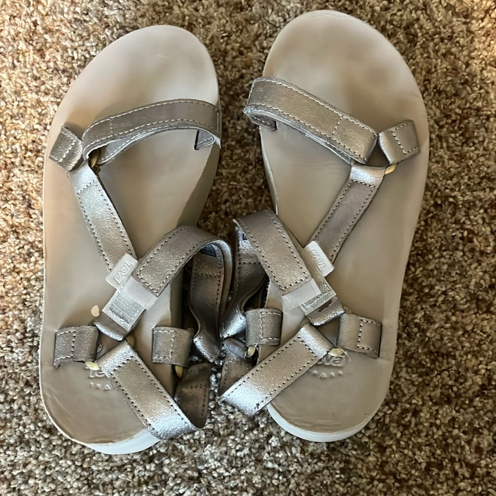Teva Silver Leather Flatform Sandals - image 1